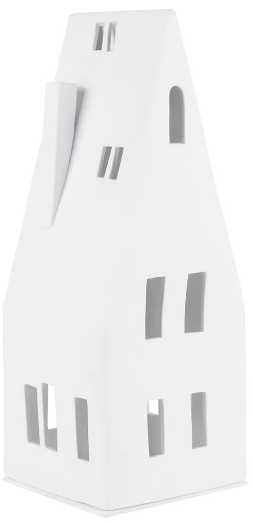Räder Biely porcelánový svietnik DOMČEK so špicatou strechou, veľký