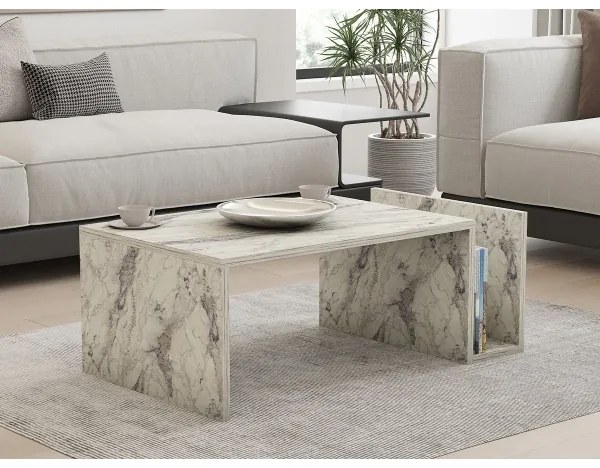 Konferenčný stolík MONEL, mramorový dekor, sivá