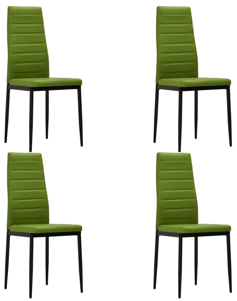 vidaXL Jedálenské stoličky 4 ks, limetkovo zelené, umelá koža