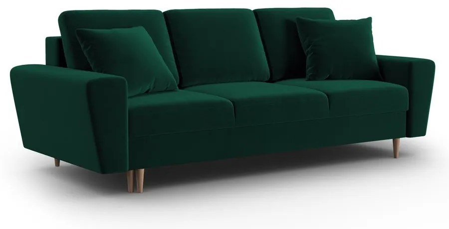 Zelená zamatová rozkladacia/s úložným priestorom pohovka 235 cm Kyoto – Cosmopolitan Design