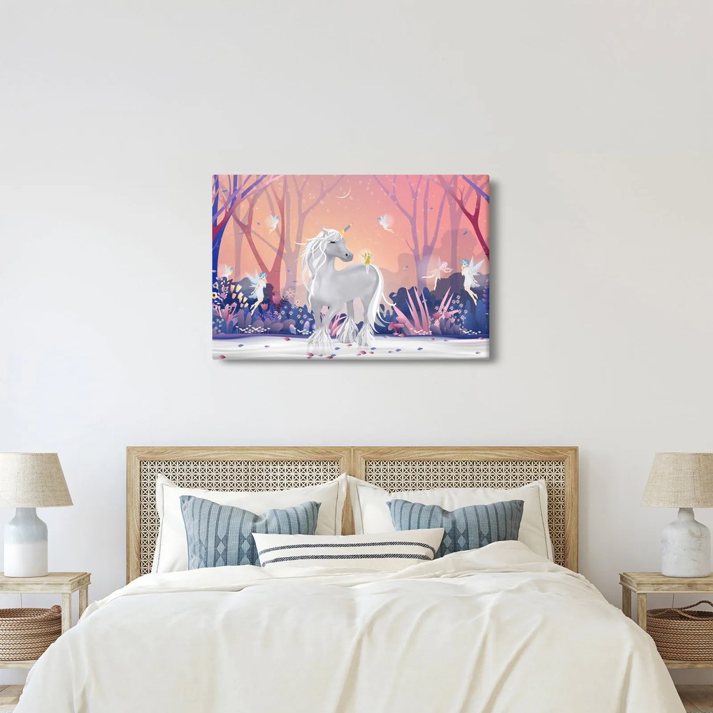 Obraz - Jednorožec v magickom lese (90x60 cm)