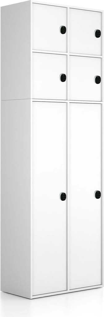 Nadstavba pre skrine FRAME, 4x dvere, 872 x 450 x 854 mm, kódový zámok, biela