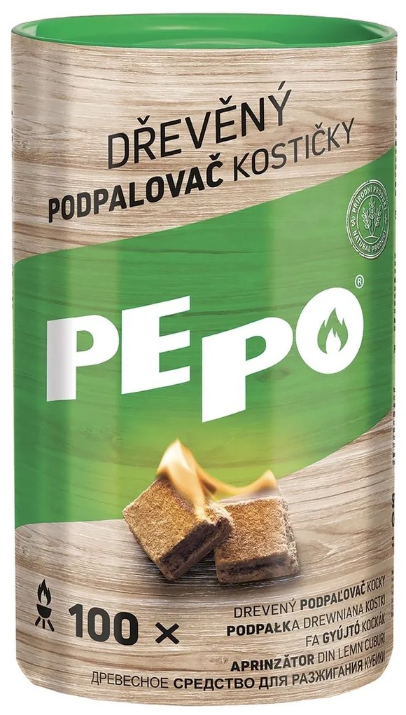 PE-PO Drevený podpaľovač kocky, 100 ks