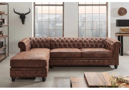 Rohová sedacia súprava 40611 Chesterfield - Antik Hnedá - Komfort-nábytok