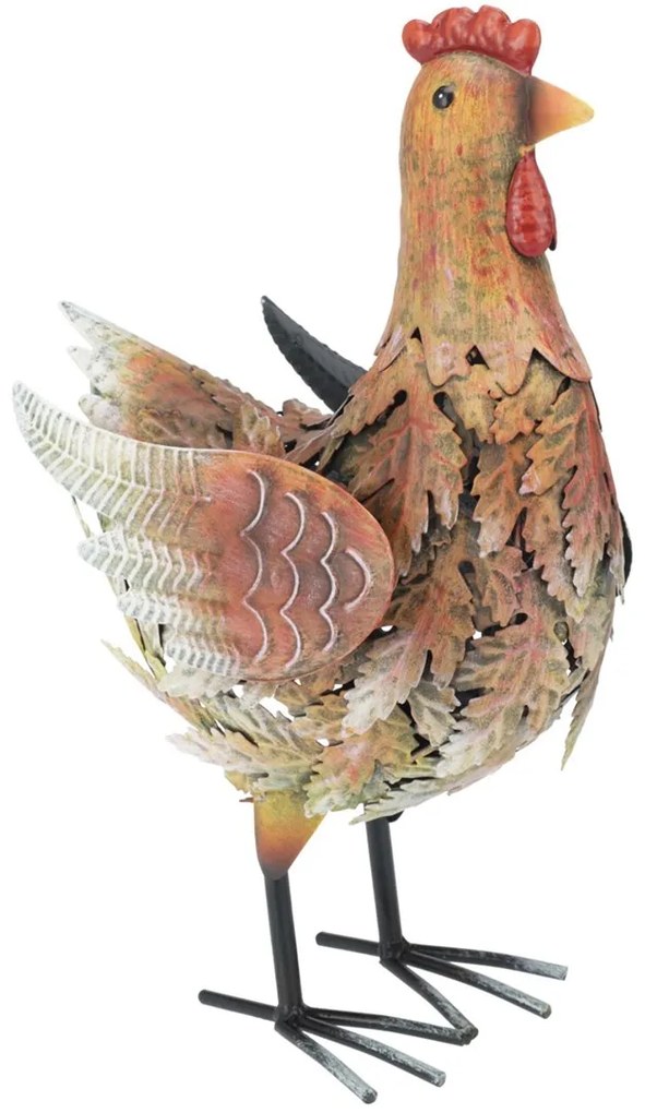 Záhradná kovová figúrka Hen, 34 cm, hnedá