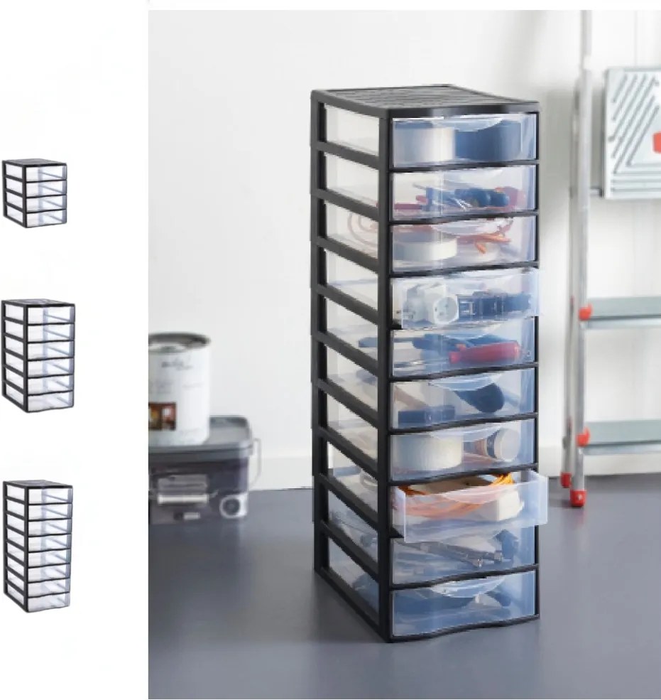 SUNDIS Úložný box s 10 zásuvkami, antracit, OFFICEMIX A4