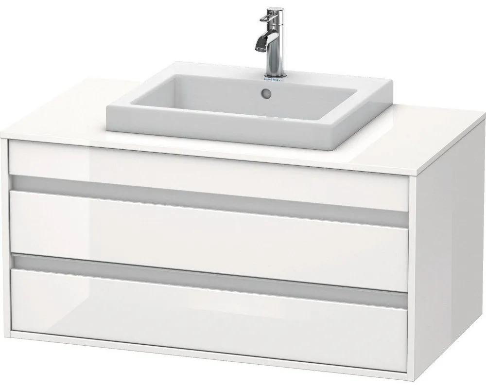 DURAVIT Ketho závesná skrinka pod umývadlo na dosku (umývadlo k zabudovaniu v strede), 2 zásuvky, 1000 x 550 x 496 mm, biela vysoký lesk, KT675502222