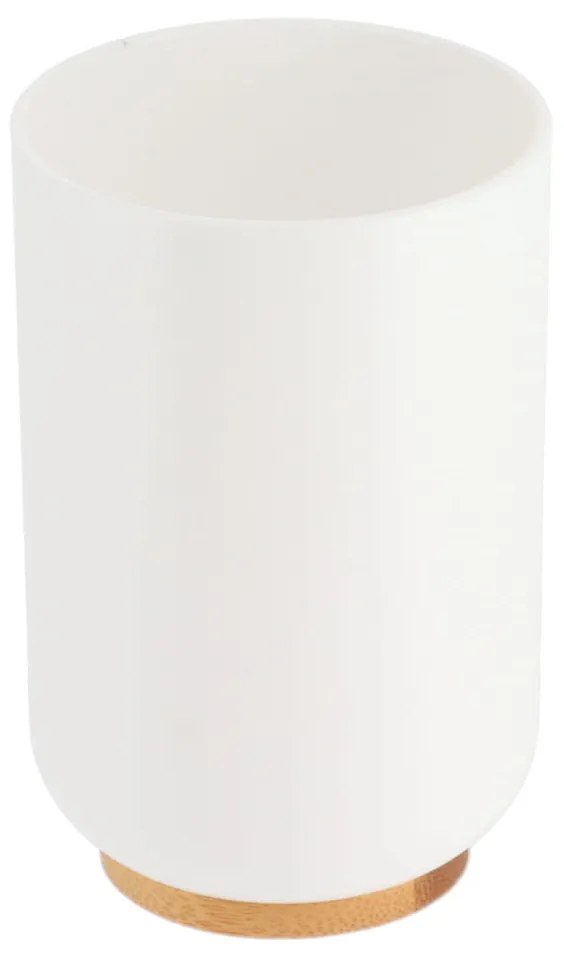 Kúpeľňový pohár Besson, biela/s drevenými prvkami, 300 ml