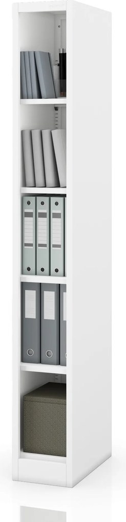 Úzky kovový archivačný regál na dokumenty biely, 250x1850x400 mm: TIM