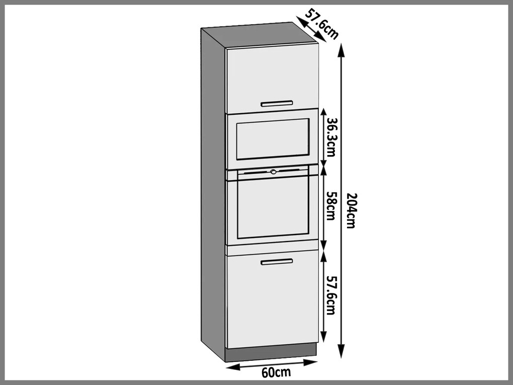 Vysoká kuchynská skrinka Belini pre vstavanú rúru 60 cm čierny lesk  INF SSP60/1/WT/B/0/B1