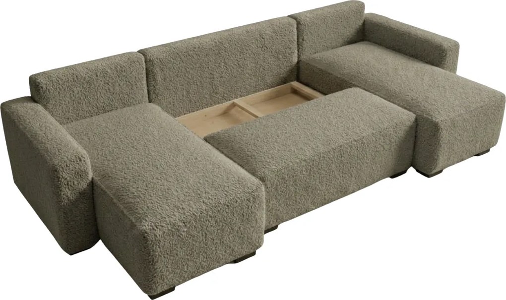 Rozkladacia sedacia súprava do U SMART BOUCLE 303x143 cm, sivohnedá