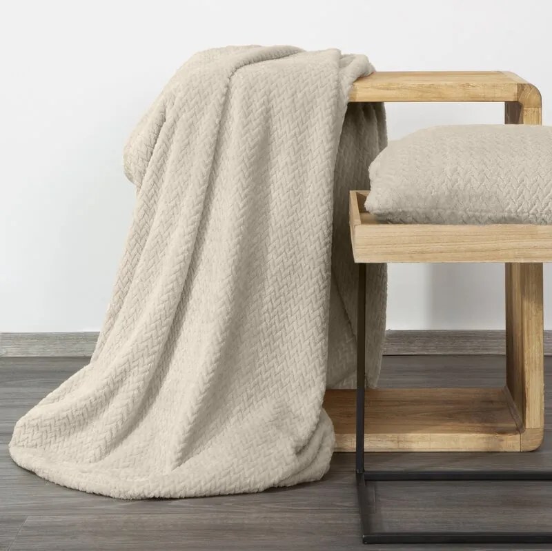 DECOREUM Klasická deka z vlákna príjemného na dotyk 170 cm x 210 cm béžová 100 % polyester Varianta: 367315 98875