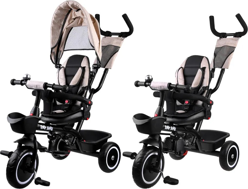 Detská trojkolka Tiny Bike 3 v 1 béžová so strieškou SP0650