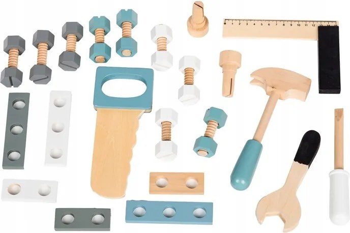 Detský drevený pracovný stôl s náradím – 32 dielov ECOTOYS