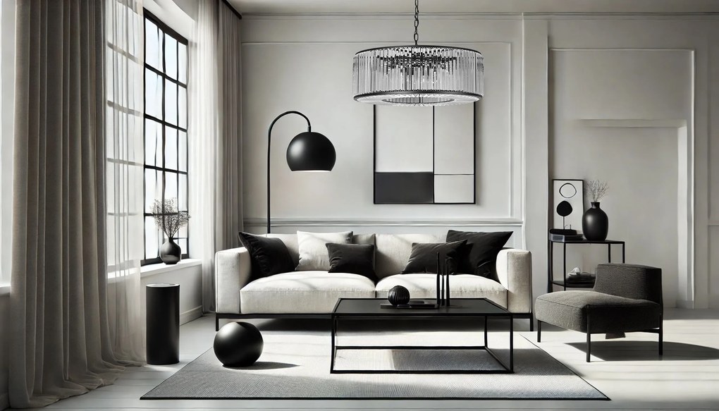 Toolight Toolight, krištáľové závesné svietidlo 6xE14 APP1651-6CP, čierna, OSW-05684