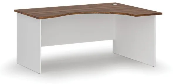 Ergonomický kancelársky pracovný stôl PRIMO WHITE, 1600 x 1200 mm, pravý, biela/orech