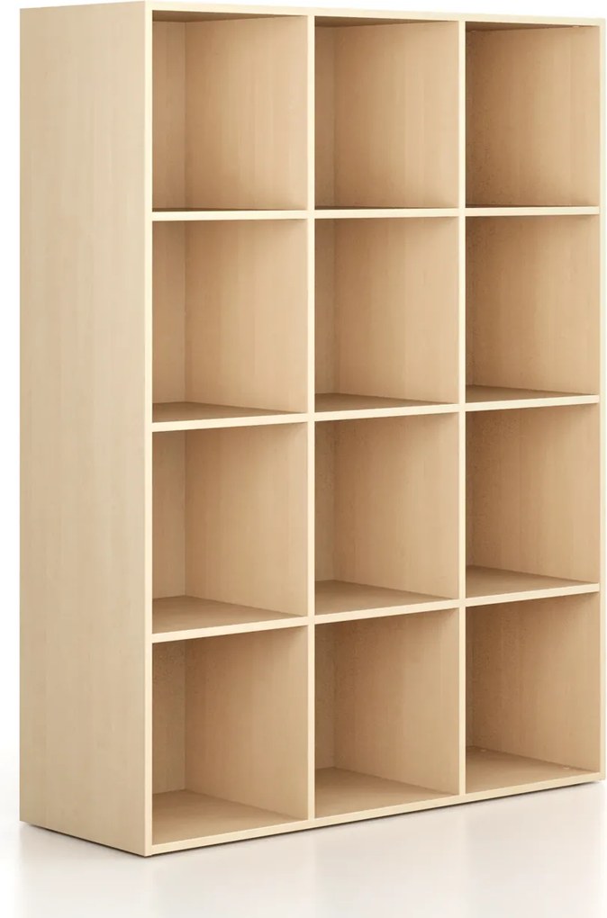 Regál FRAME, nižšie, 3 stĺpce, 1735 x 1299 x 450 mm, breza