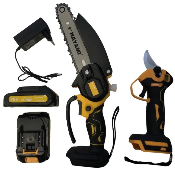 HAYAMI Aku záhradnícke nožnice a pílka Hayami HA-1004 + 2x batéria 21 V + praktický kufor + príslušenstvo