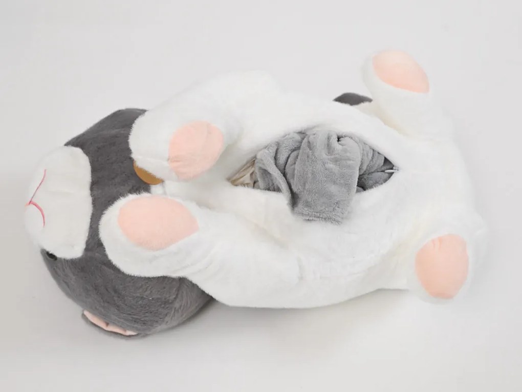 Plyšová MAČKA s detskou dekou vo vnútri, sivá