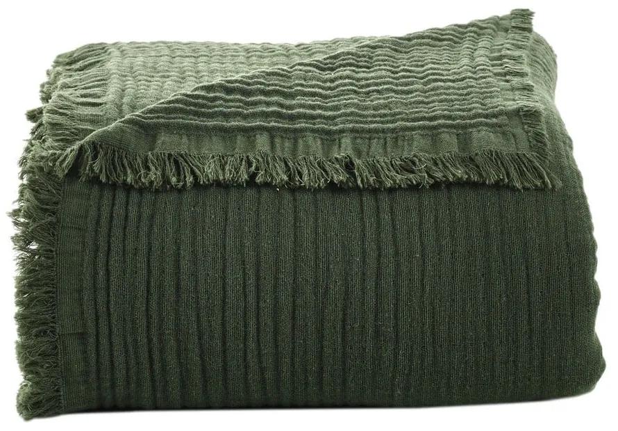 Tmavozelený mušelínový pléd 200x250 cm – Mijolnir