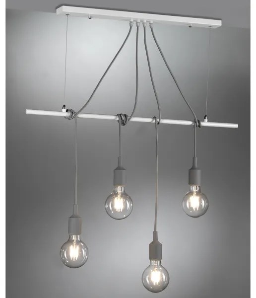 ONLI - Luster na lanku WIRE 4xE27/15W/230V šedá/biela