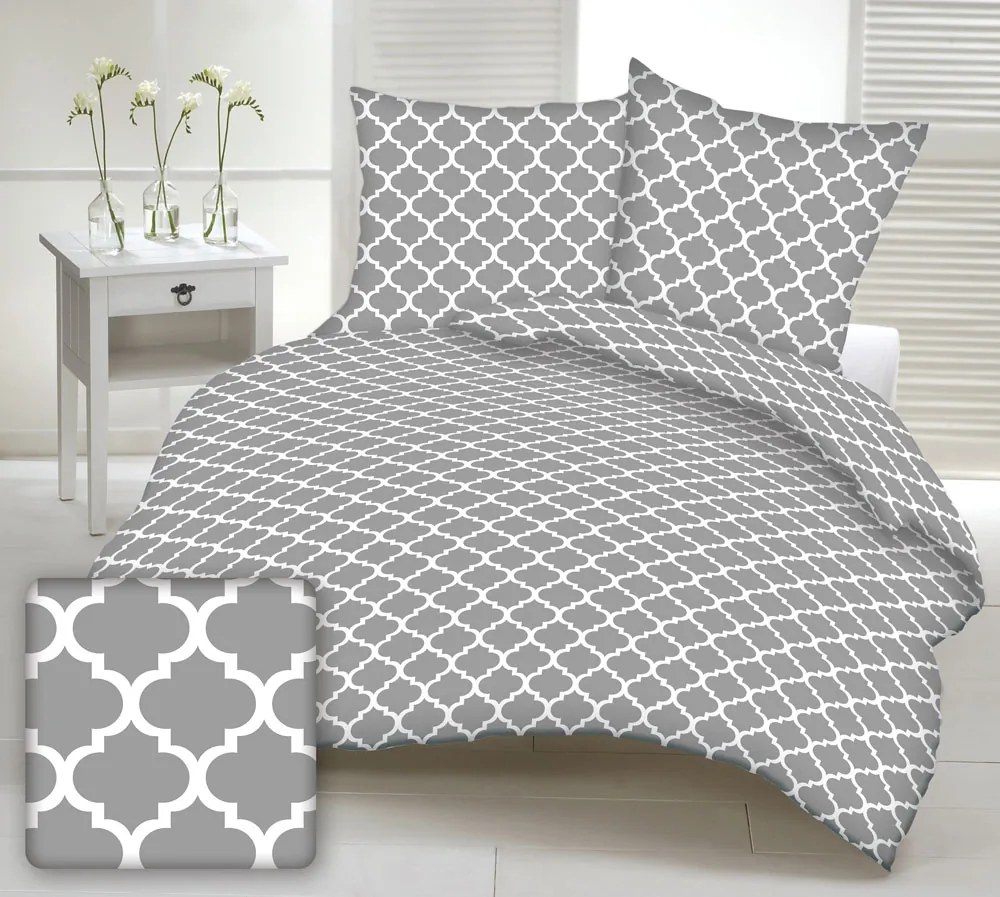 Obliečky krepové Maroko sivé TiaHome - 1x Vankúš 90x70cm, 1x Paplón 140x200cm