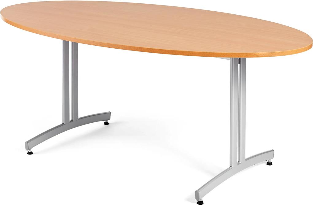 Jedálenský stôl Sanna, oválny, 1800x1000 mm, buk / šedá
