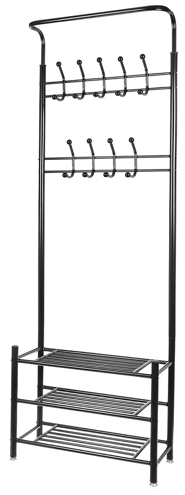 Ruhhy 15744 Vešiak na oblečenie s tromi policami na topánky čierny