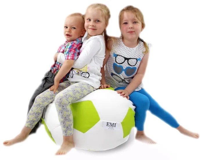 Sedací vak futbalová lopta malá bielolimetková EMI