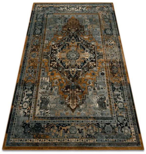 Vlnený koberec POLONIA ALHAMBRA Ornament, koňakový rám