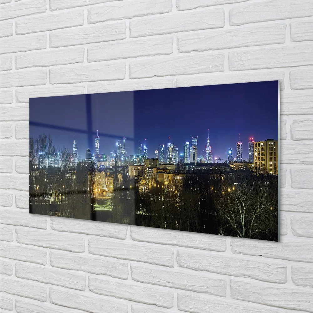 Obraz na akrylátovom skle Nočná panoráma varšavy 100x50 cm