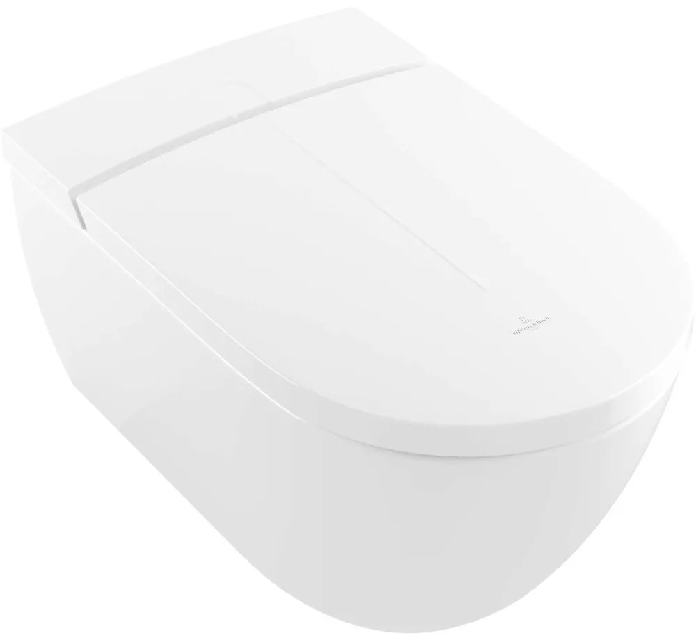 VILLEROY &amp; BOCH ViClean-I 100 elektronický bidet s keramikou, s hlbokým splachovaním bez vnútorného okraja, 385 x 595 mm, biela alpská, s povrchom CeramicPlus, V0E200R1