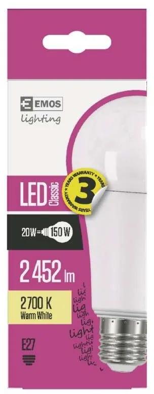 Emos LED žiarovka Classic A67 20W E27 teplá biela ZQ5180