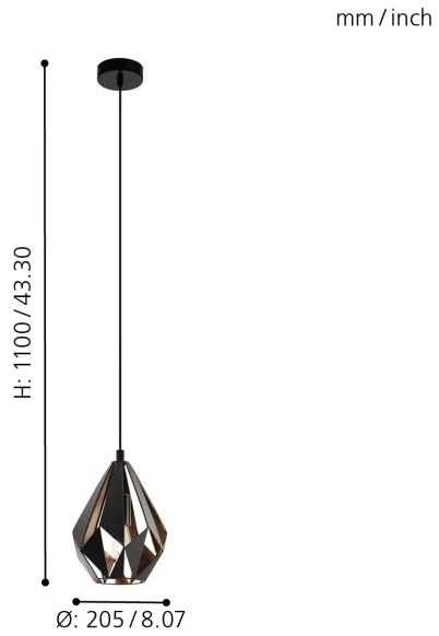 Eglo 49997 - Luster na lanku CARLTON 1xE27/60W/230V