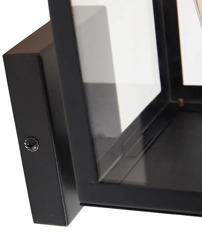 Moderné vonkajšie nástenné svietidlo čierne so sklom 30 cm - Rotterdam