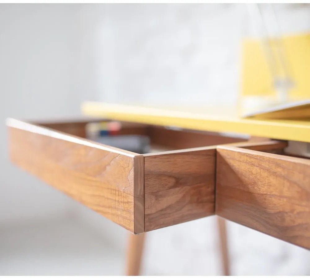 Sivý písací stôl s podnožím z jaseňového dreva Ragaba Luka Oak, dĺžka 85 cm