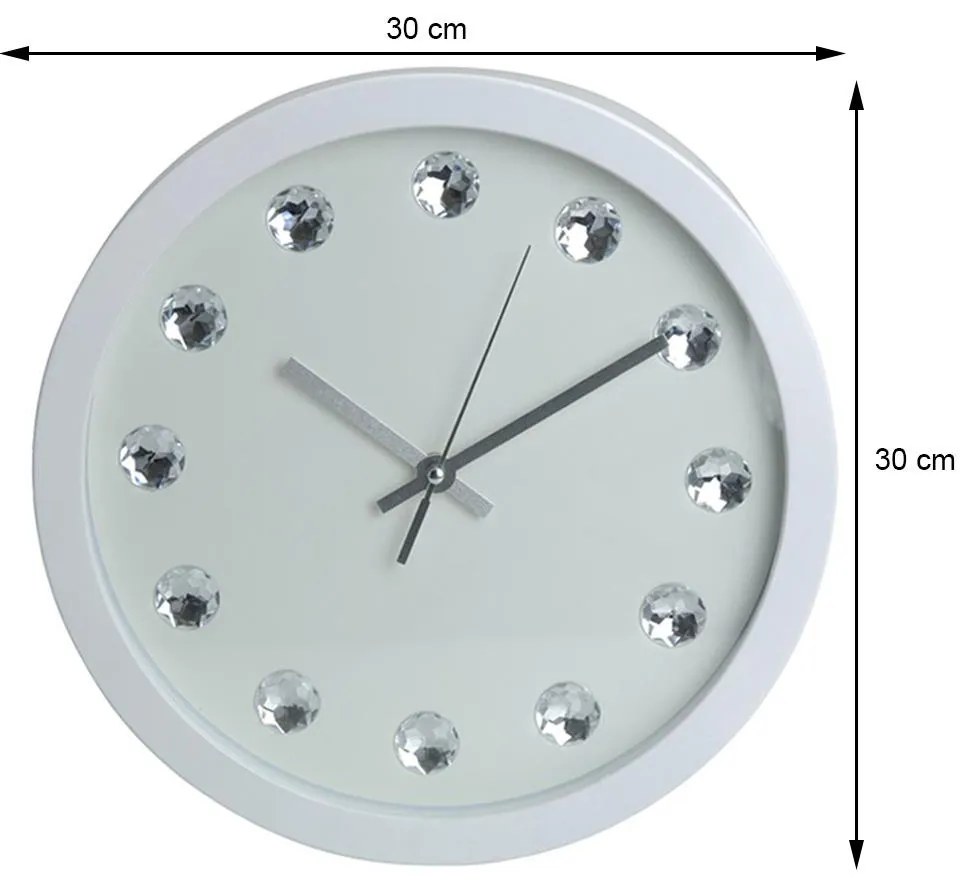 Nástenné hodiny Krystal 30 cm biele
