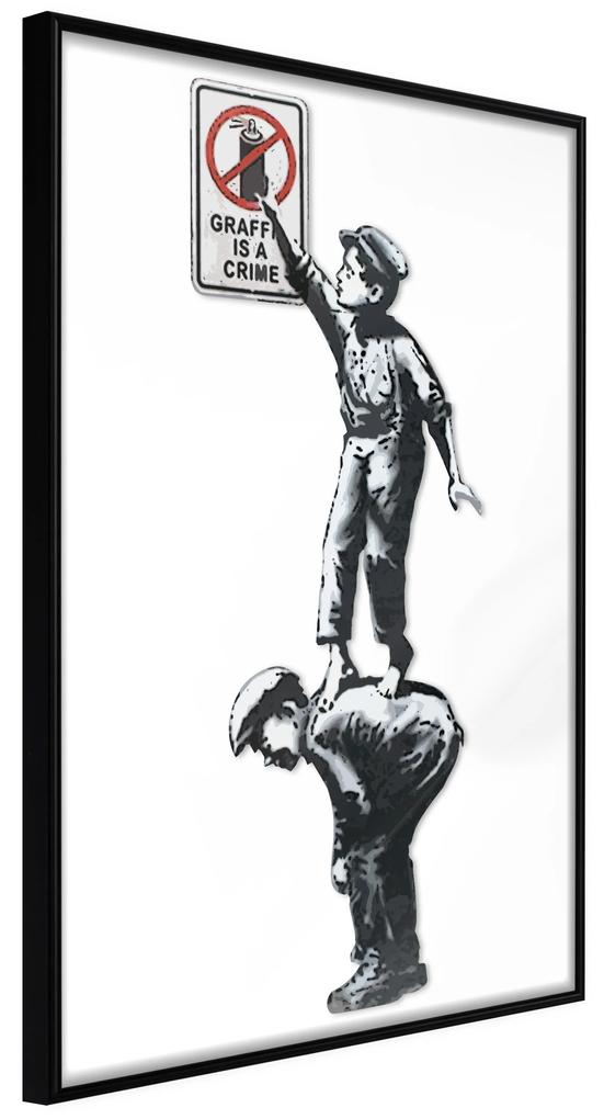 Artgeist Plagát - Graffiti Is a Crime [Poster] Veľkosť: 40x60, Verzia: Zlatý rám s passe-partout