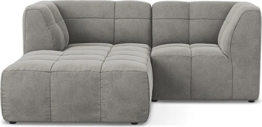 Sivá zamatová rohová pohovka (ľavý roh/s leňoškou) Aloha – Makamii