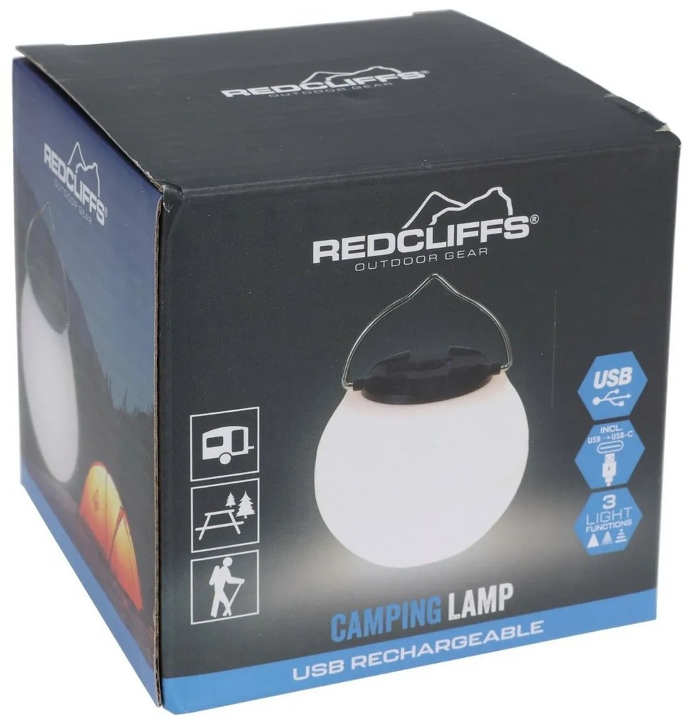 Redcliffs Závesné kempingové svietidlo, USB, 9 x 10 cm, nastaviteľná svietivosť