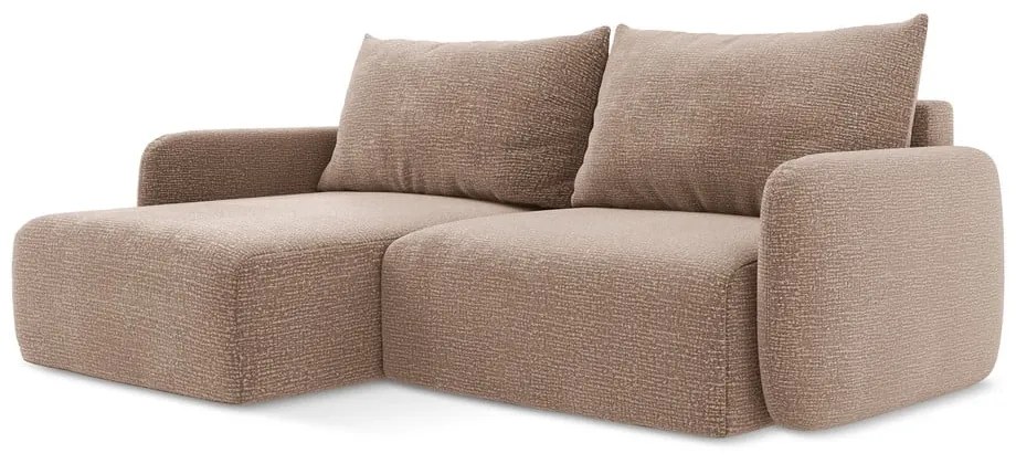 Svetlohnedá rozkladacia/s úložným priestorom rohová pohovka (ľavý roh) Kalena – Makamii