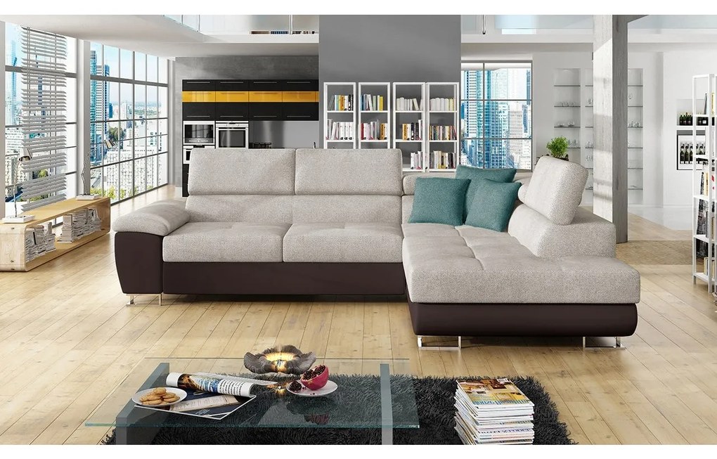 Rohová sedačka Alvin, Dostupné poťahy: ekokoža Soft 017 + Uttario Velvet 2971 + Kronos 02, Strana: ľavá