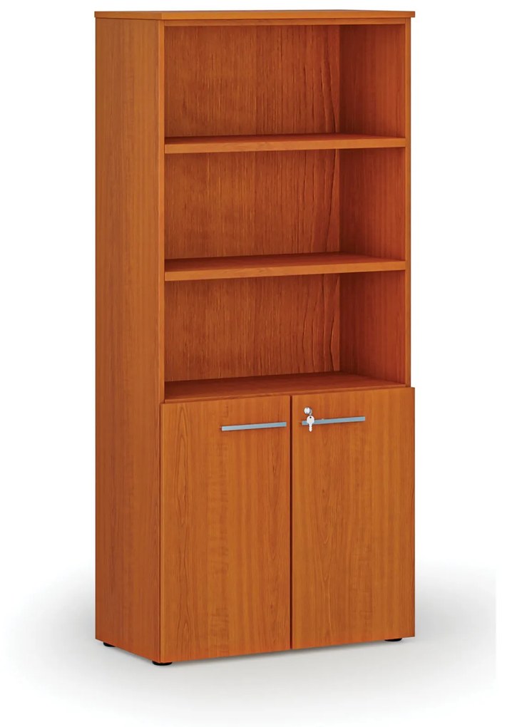 Kombinovaná kancelárska skriňa PRIMO WOOD, dvere na 2 poschodia, 1781 x 800 x 420 mm, čerešňa