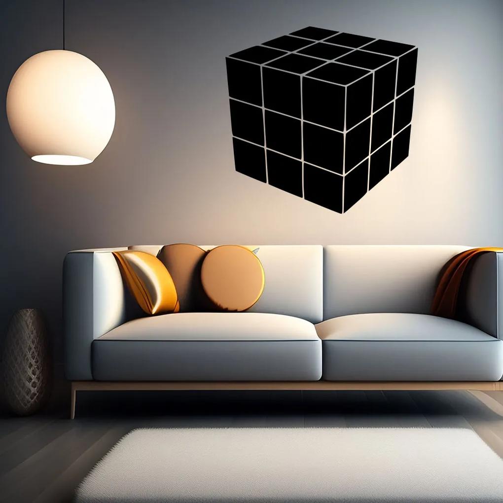 Veselá Stena Samolepka na stenu na stenu Rubikova kocka Farba: černá