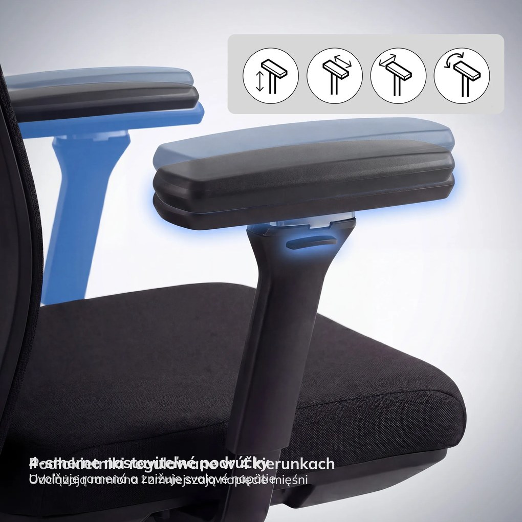 Ergonomická otočná kancelárska stolička, čierna: VECTOR