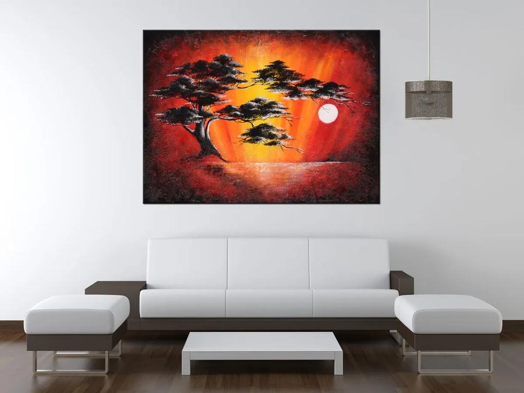 Gario Ručne maľovaný obraz Masívny strom pri západe slnka Rozmery: 120 x 80 cm