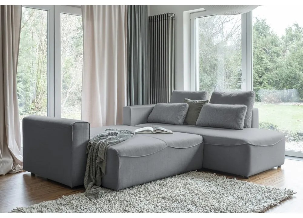 Sivá rozkladacia rohová pohovka (variabilná) Homely Tommy – Miuform