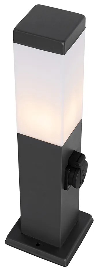 Vonkajšia lampa tmavosivá 45 cm so zásuvkou IP44 - Malios