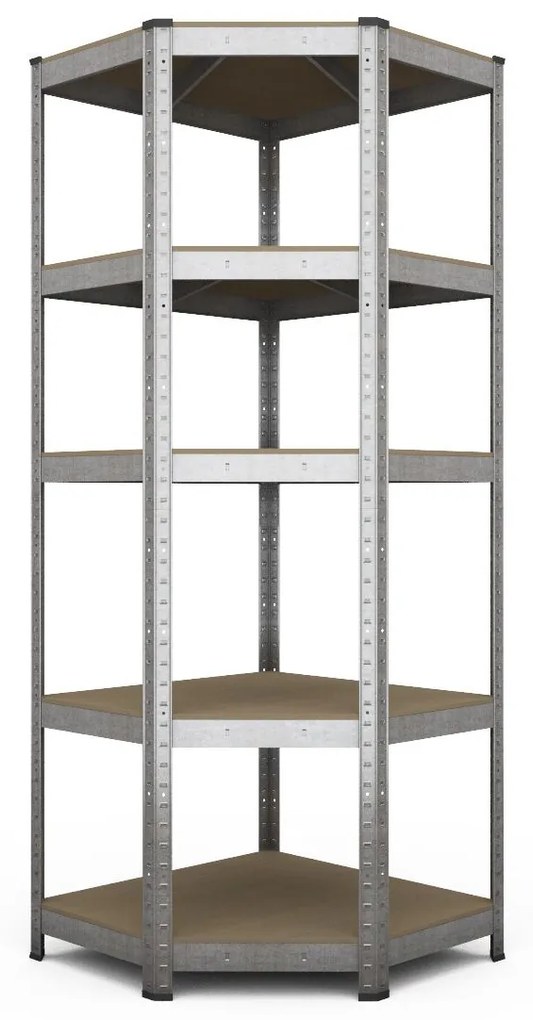 Fistar Rohový regál 1800x700x400x425 mm kovový zinkovaný 5-policový, nosnosť 750 kg