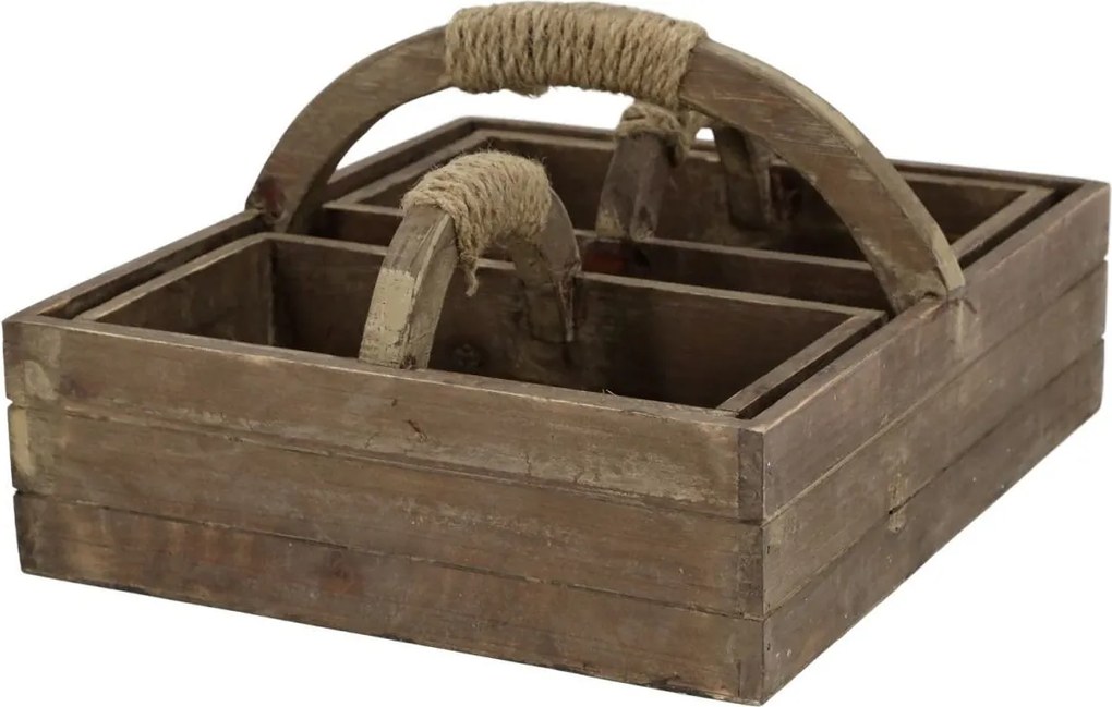 Box s rukoväťou a 2 boxy z borovicového dreva Nature – 23*12*13 cm